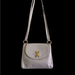 Paloma Picasso Cream and Gold Leather Crossbody/Shoulder Bag